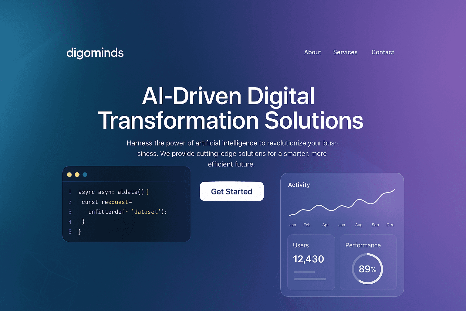 digominds.com website mockup